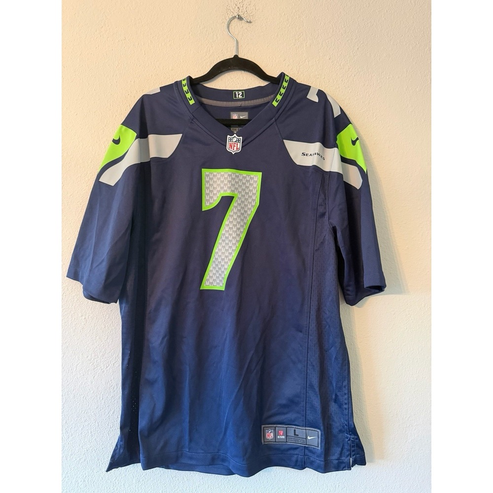 Nike NFL  On Field Seattle Seahawks Geno Smith #7 Jersey Large Navy Green Gray